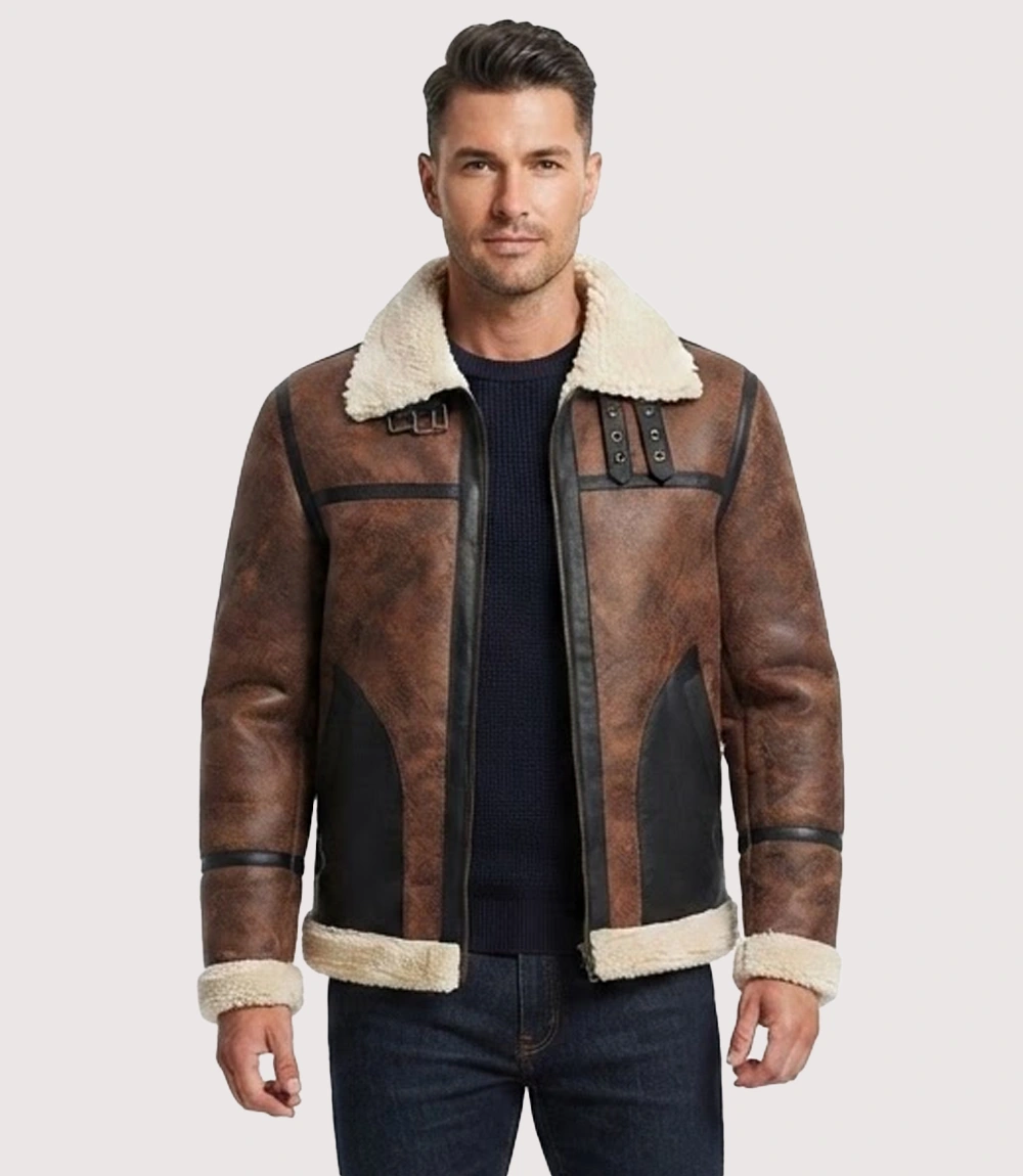 Mens Sheepskin B3 Shearling Brown Leather Jacket